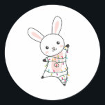 Bunny Merry Christmas Winter Animals Rabbit Ronde Sticker<br><div class="desc">The rabbit for Christmas with fairy lights. Funny animals with gifts and snow to the folidays. Also funny for Christmas in July. Hasen are sweet animals and perfect for Christmas.</div>