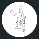 Bunny Merry Christmas Winter Animals Rabbit Ronde Sticker<br><div class="desc">The rabbit for Christmas with fairy lights. Funny animals with gifts and snow to the folidays. Also funny for Christmas in July. Hasen are sweet animals and perfect for Christmas.</div>