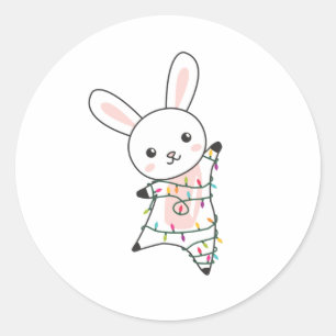 Bunny Merry Christmas Winter Animals Rabbit Ronde Sticker