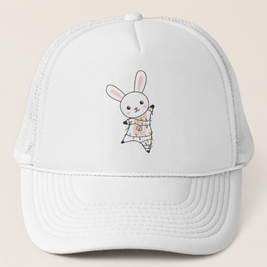 Bunny Merry Christmas Winter Animals Rabbit Trucker Pet (Voorkant)
