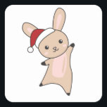 Bunny Merry Christmas Winter Animals Rabbit Vierkante Sticker<br><div class="desc">The rabbit for Christmas with fairy lights. Funny animals with gifts and snow to the folidays. Also funny for Christmas in July. Hasen are sweet animals and perfect for Christmas.</div>