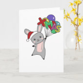 Bunny Merry Winter Animals Rabbit Kaart (Gele Bloem)