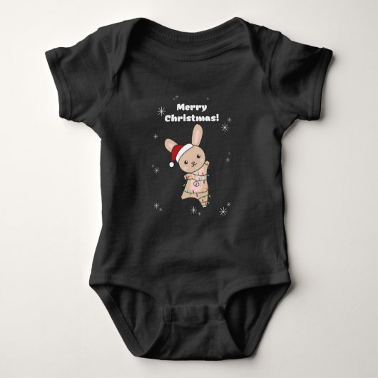 Bunny Merry Winter Animals Rabbits Baby Romper (Voorkant)
