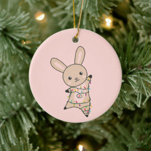 Bunny Merry Winter Animals Rabbits Ceram Keramisch Ornament