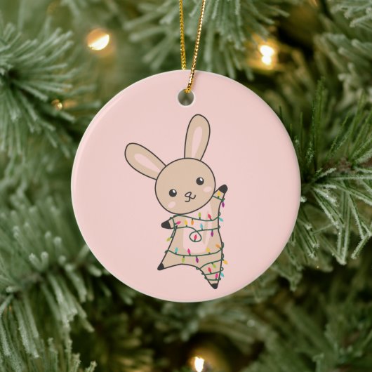 Bunny Merry Winter Animals Rabbits Ceram Keramisch Ornament (Boom)