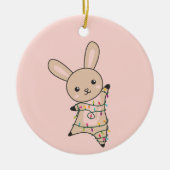 Bunny Merry Winter Animals Rabbits Ceram Keramisch Ornament (Voorkant)
