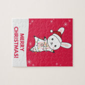 Bunny Merry Winter Animals Rabbits Jigsa Legpuzzel (Horizontaal)