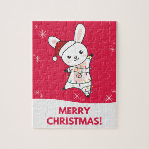 Bunny Merry Winter Animals Rabbits Jigsa Legpuzzel