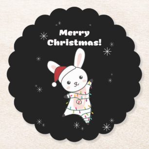 Bunny Merry Winter Animals Rabbits Kartonnen Onderzetters