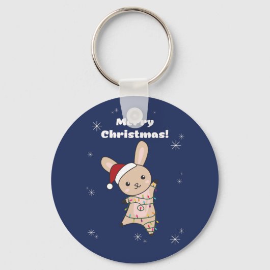 Bunny Merry Winter Animals Rabbits Keych Sleutelhanger (Voorkant)