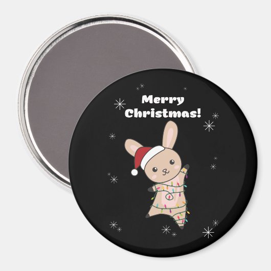 Bunny Merry Winter Animals Rabbits Magne Magneet (Voorkant / Achterkant)