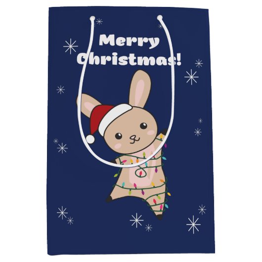 Bunny Merry Winter Animals Rabbits Mediu Medium Cadeauzakje (Voorkant)