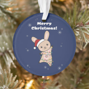 Bunny Merry Winter Animals Rabbits Ornam Ornament