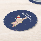 Bunny Merry Winter Animals Rabbits Paper Kartonnen Onderzetters (Gekanteld)