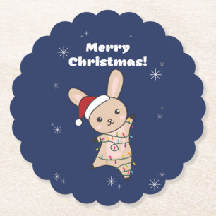 Bunny Merry Winter Animals Rabbits Paper Kartonnen Onderzetters