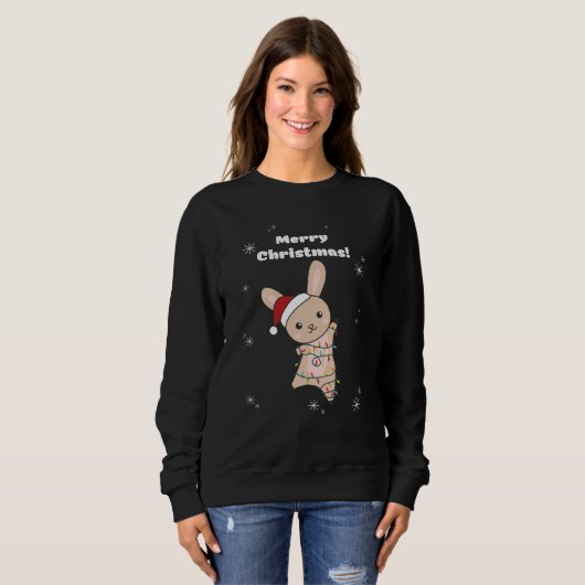 Bunny Merry Winter Animals Rabbits Sweat Trui (Voorkant volledig)