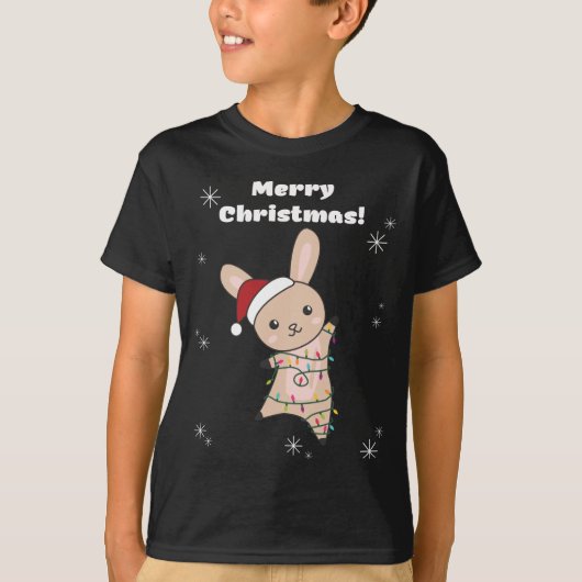 Bunny Merry Winter Animals Rabbits T-Shi T-shirt (Voorkant)