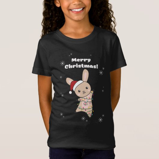 Bunny Merry Winter Animals Rabbits T-Shi T-shirt (Voorkant)