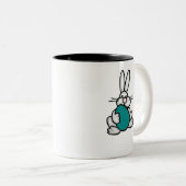 Bunny met Blauwgroen groene eieren Tweekleurige Koffiemok (Voorkant rechts)
