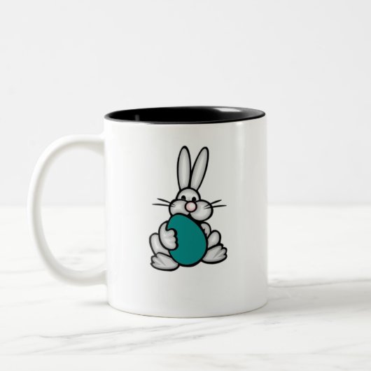 Bunny met Blauwgroen groene eieren Tweekleurige Koffiemok (Links)