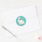 Bunny met bloemen die roze stickers schilderen (Envelop)