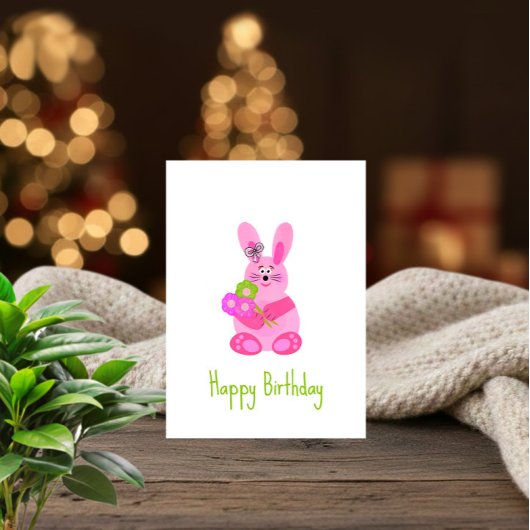 Bunny met bloemen feestdagenkaart