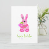Bunny met bloemen feestdagenkaart (Staand voorkant)