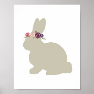 Bunny met bloemen kopstuk dierschilderwerk poster