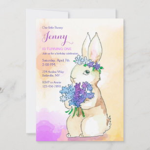 Bunny Met Bloemenboeket Verjaardagsfeest Kaart