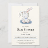 Bunny met Blue Bow Stropdas Boy Baby shower Kaart (Voorkant)