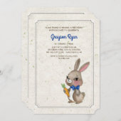 Bunny met Blue Bow-uitnodiging Kaart (Voorkant / Achterkant)