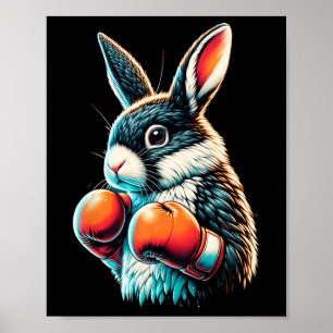 Bunny met bokshandschoenen poster
