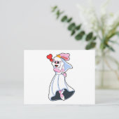 Bunny met bruiloft-jurk en kroon briefkaart (Staand voorkant)