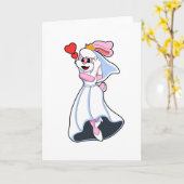 Bunny met bruiloft-jurk en kroon kaart (Gele Bloem)