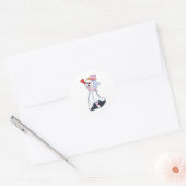 Bunny met bruiloft-jurk en kroon ronde sticker (Envelop)