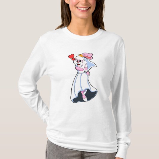 Bunny met bruiloft-jurk en kroon t-shirt (Voorkant)