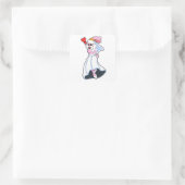 Bunny met bruiloft-jurk en kroon vierkante sticker (Tas)