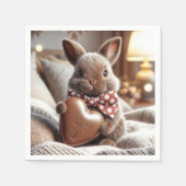 Bunny met chocolade hart servet (Voorkant)