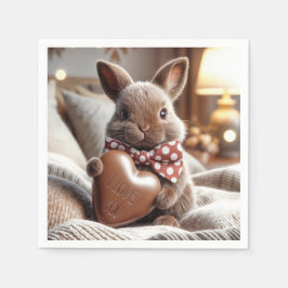 Bunny met chocolade hart servet