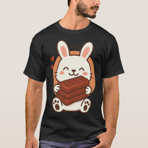 Bunny met chocoladerepen Kawaii Schattigee Cartoon T-shirt