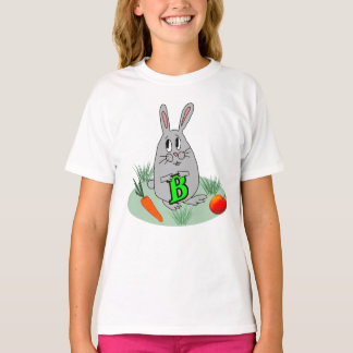 Bunny met de letter B op het gazon T-shirt