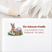 Bunny met decoratieve eieren I bloemenpaas adres Etiket (Insitu)