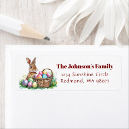 Bunny met decoratieve eieren I bloemenpaas adres Etiket