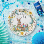 Bunny met decoratieve eieren I floral Pasen Papieren Bordje (Feest)