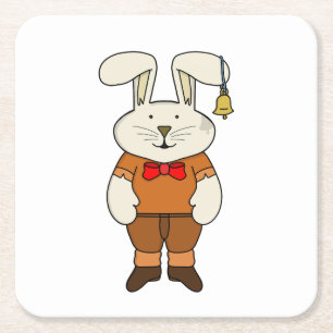 Bunny met een bel in zijn oor kartonnen onderzetters