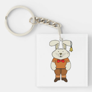 Bunny met een bel in zijn oor sleutelhanger