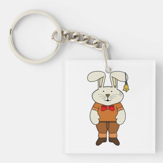 Bunny met een bel in zijn oor sleutelhanger (voorkant)