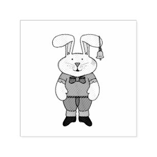 Bunny met een bel in zijn oor zelfinktende stempel
