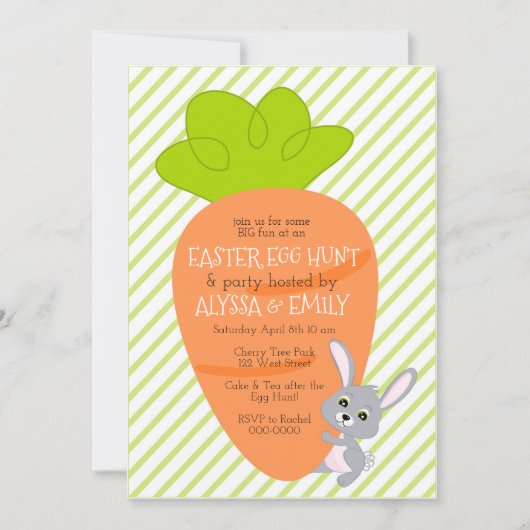 Bunny met een Big Carrot-uitnodiging Kaart (Voorkant)