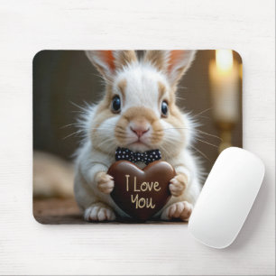 Bunny met een chocolade liefdeshart muismat
